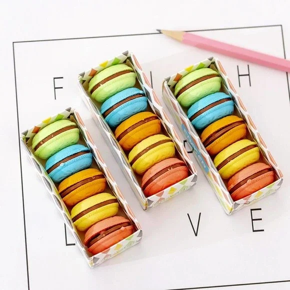 Colorful Macaron Eraser Set 3” New over age 3+ - Picture 2 of 2